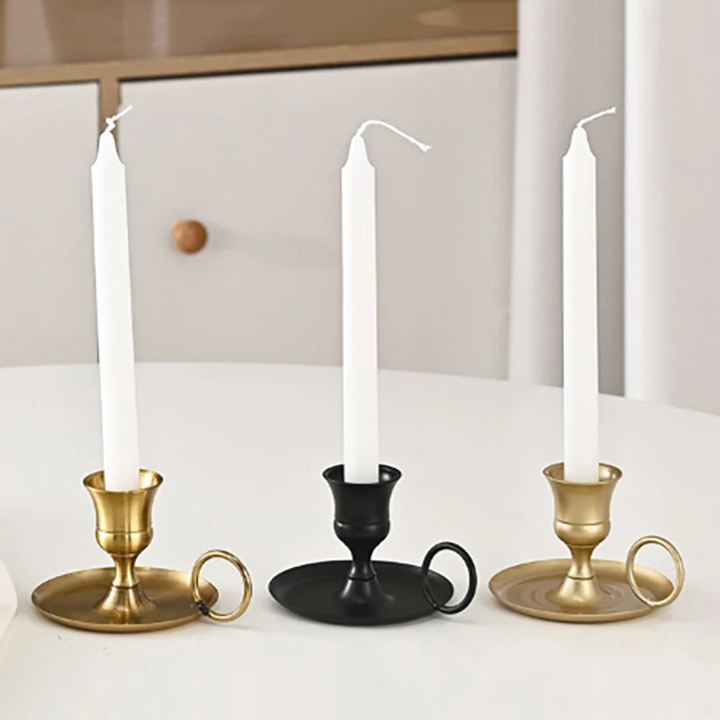 Metal Candle Holder with Handle - Decorative Centerpiece for Dining & Wedding