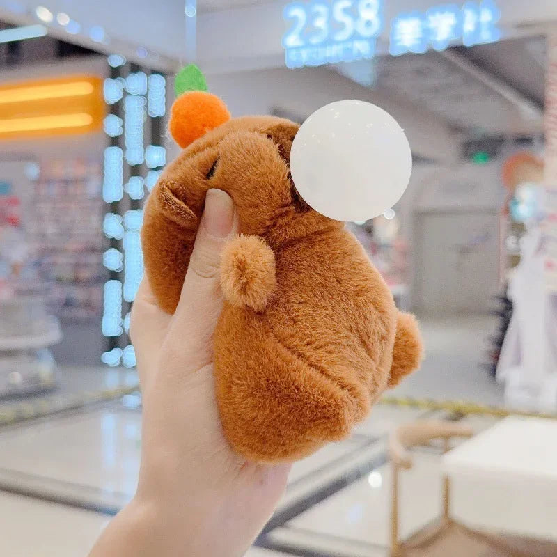 Cute Capybara Plush Keychain with Bubble Blower - Portable Animal Gift
