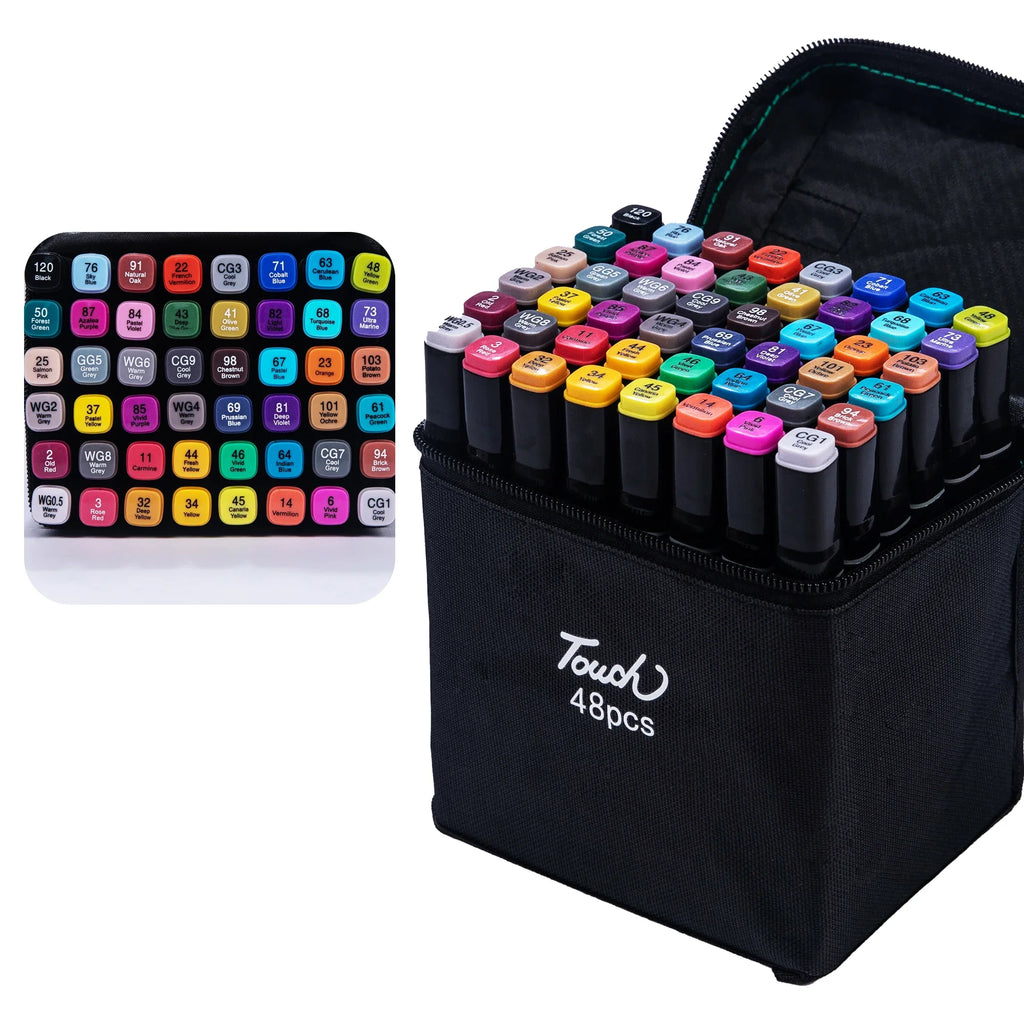 Double Headed Art Marker Pen Set - 24-80 Colors for Drawing Sketching Graffiti and Manga