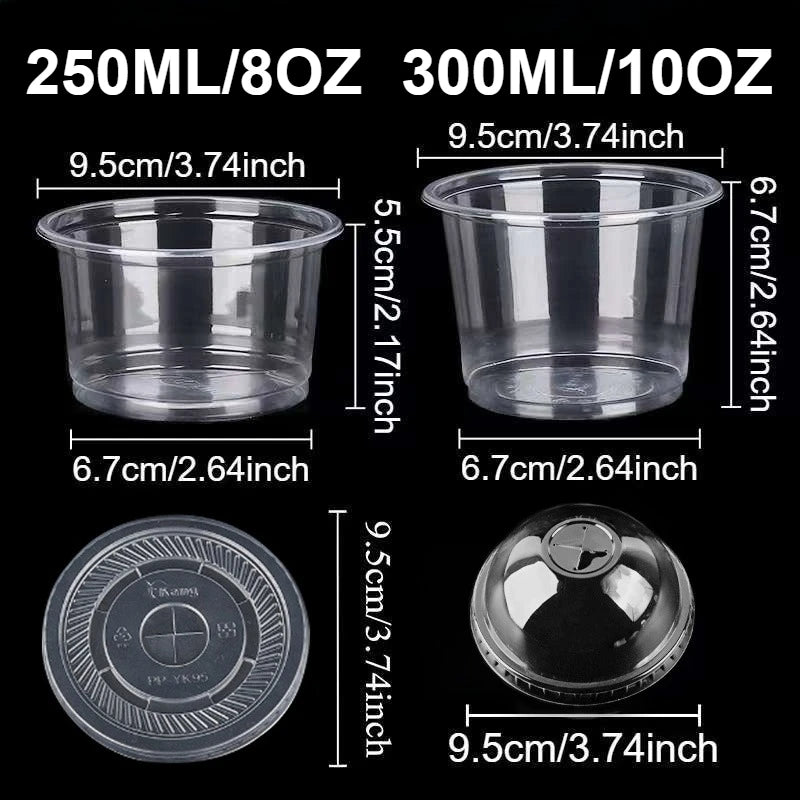 Disposable Clear Plastic Pudding Cups with Lids - 50pcs Dessert Containers for Baking & Party