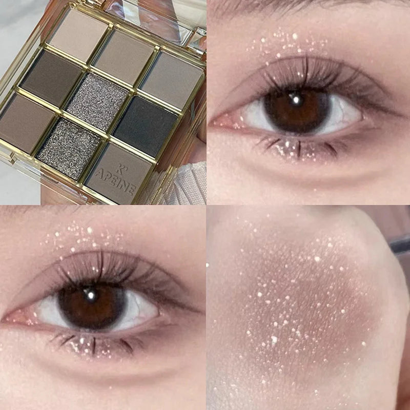 9-Color Eye Shadow Palette - Vibrant Waterproof Makeup for Festivals