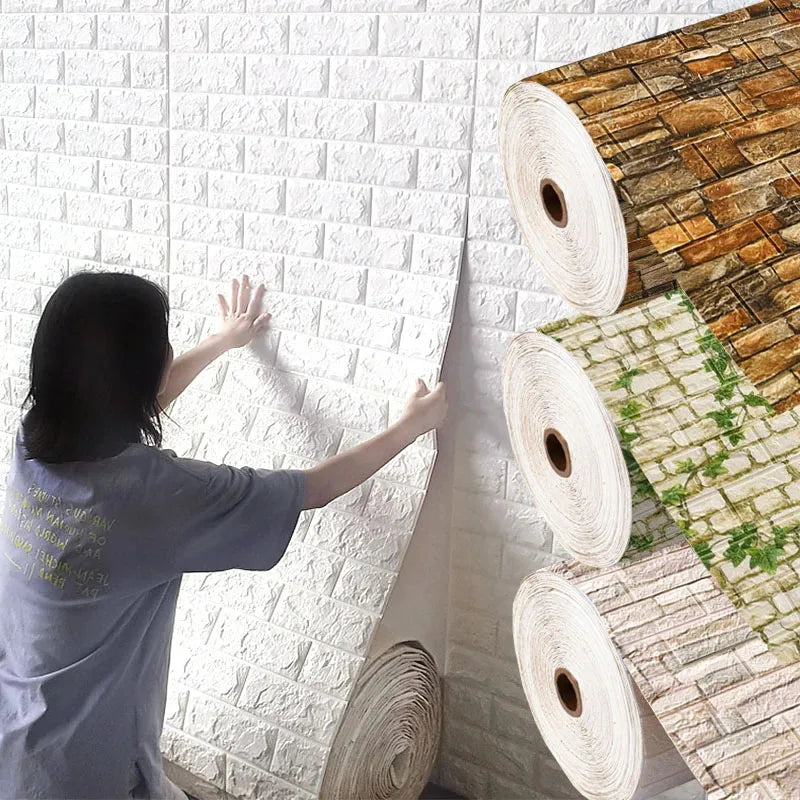 Self-Adhesive 3D Foam Wallpaper for Wall Decoration - Waterproof & Easy to Install
