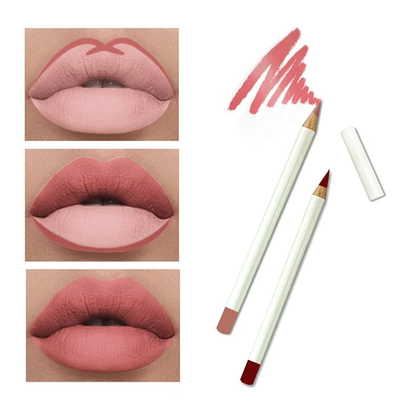 Matte Waterproof Lip & Eyebrow Pencil Set - Vegan, Multi-Color Makeup Kit