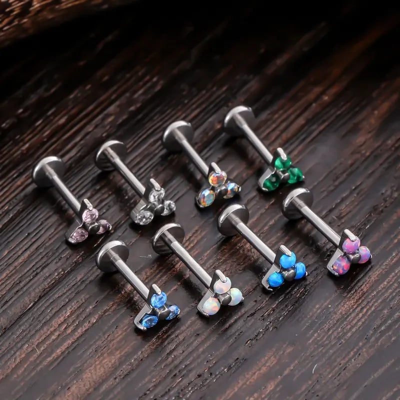 Titanium Lip & Cartilage Piercing Jewelry 16G Opal Zircon Tragus Earrings