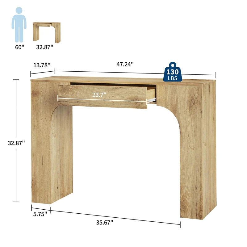 Farmhouse Console Table with Drawer - Narrow Entryway Sofa & Hallway Table