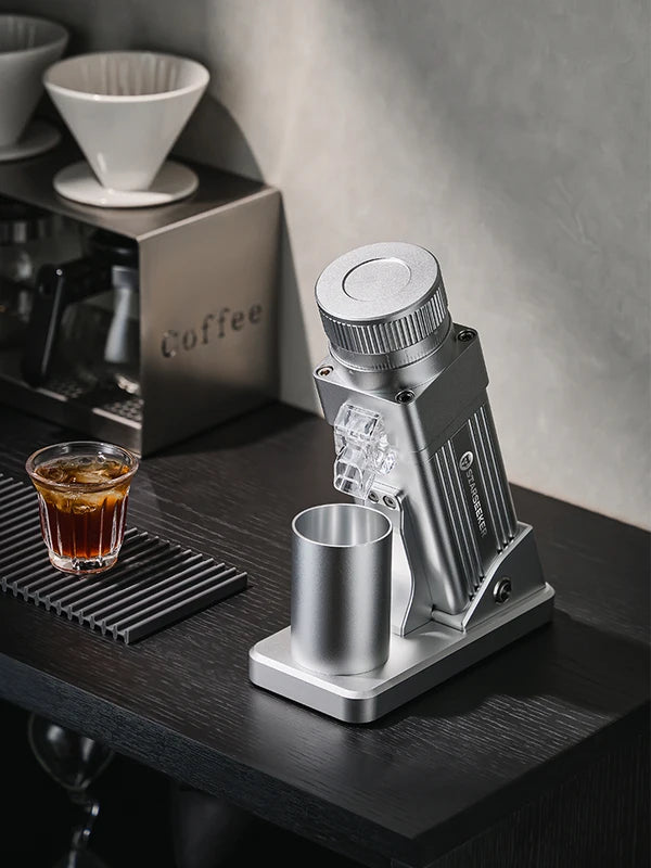 Electric Coffee Grinder 55MM Titanium Cone Burr Stepless Adjustment Black