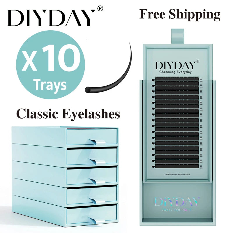 Wholesale 10-Tray Eyelash Extension Kit with Natural Soft Mink Lashes - Multiple Variants