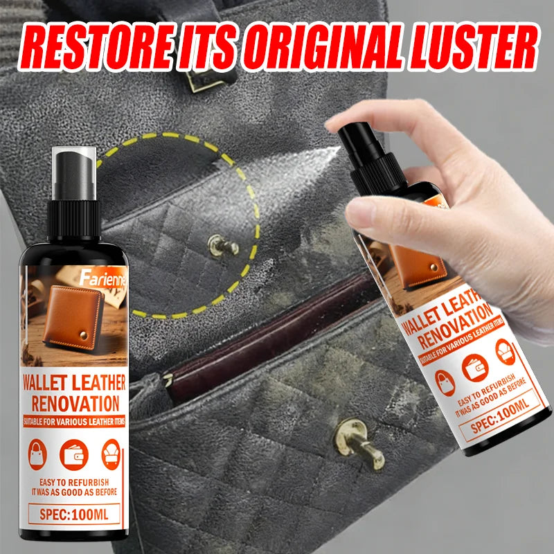 Leather Care Spray 100ml for Wallet Shoes Sofa Bag - Long-Lasting Shine & Repair