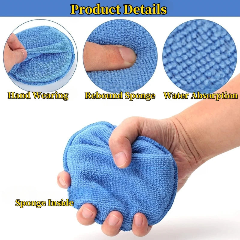 Microfiber Car Wax Applicator Pads Set - Reusable Buffing & Polishing Sponges