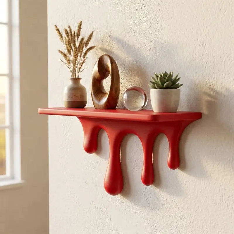 Artistic Drip Floating Wall Shelf - Irregular Shape Plastic Plant Display Stand