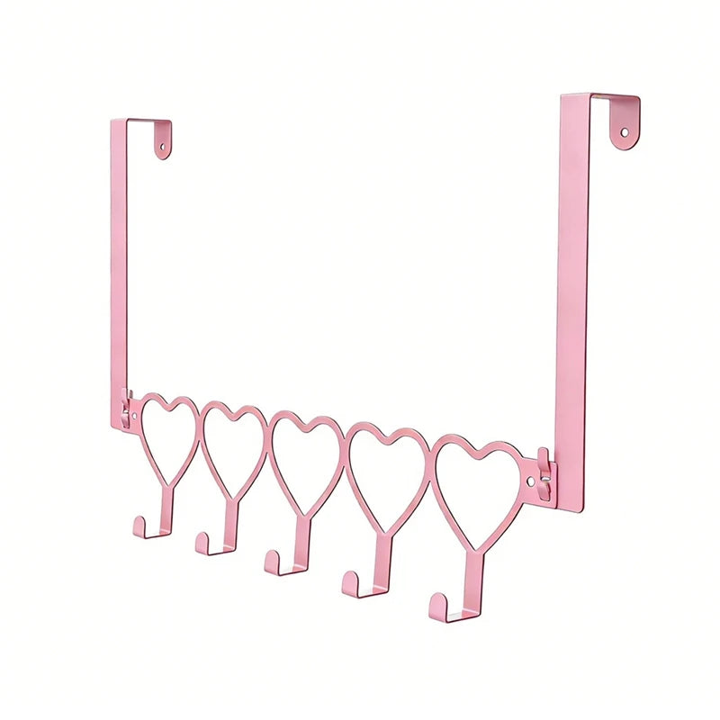 Pink Over The Door Hooks Hanger Wall Mount Towel Organizer 5 Hooks