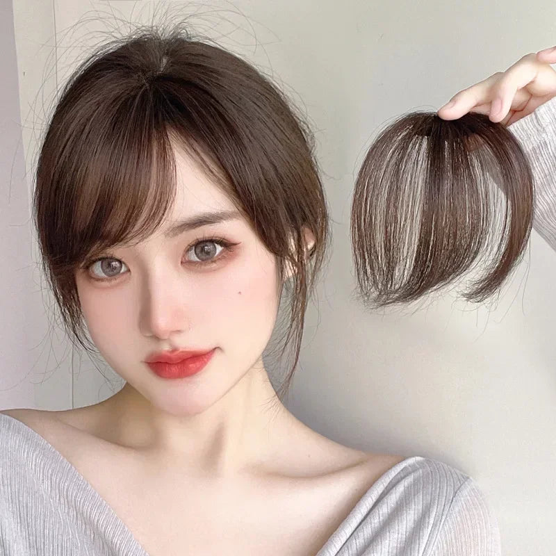 Women Clip-In Fake Bangs Hairpiece, Synthetic Fringe for Styling, Natural Look