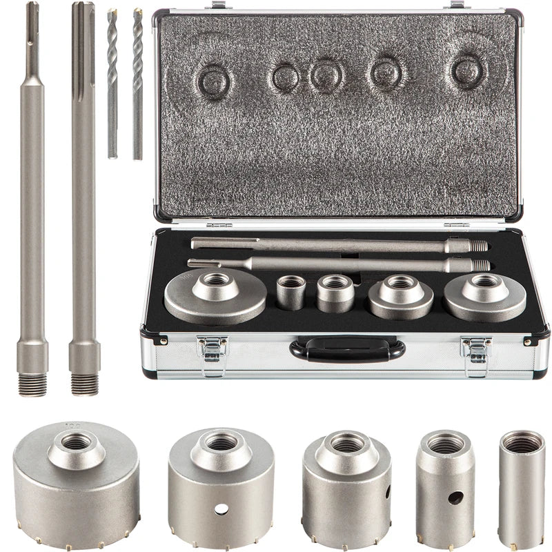 4-in-1 Concrete Hole Saw Kit 8/9PCS with SDS Plus & SDS Max Shanks
