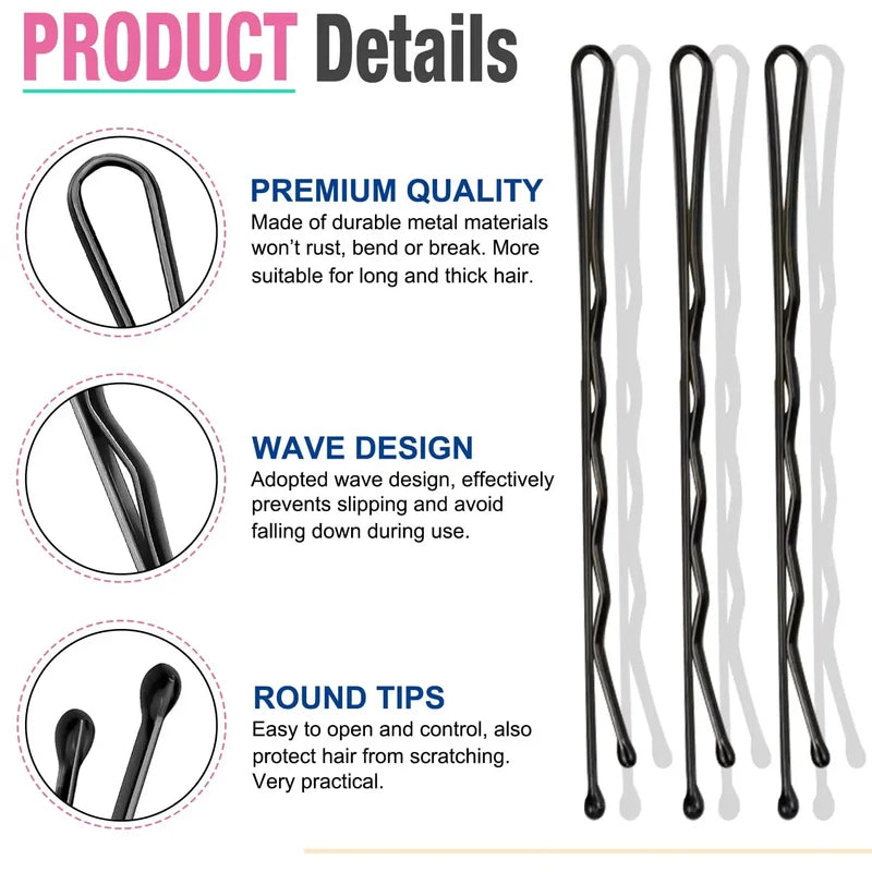 50-600Pcs Hair Clips Bobby Pins Set - U-Shaped Straight Line Hairpins for Women