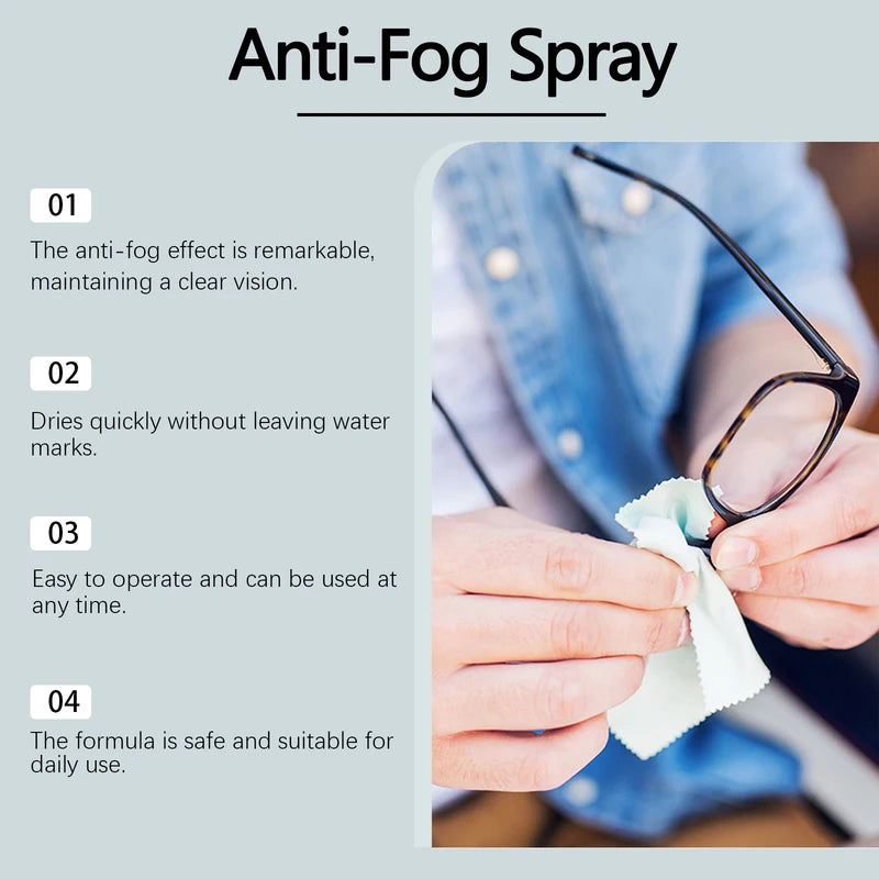 Eyeglass Anti-Fog Spray 20ml - Lens Cleaner & Scratch Remover, Waterproof & Gentle Formula