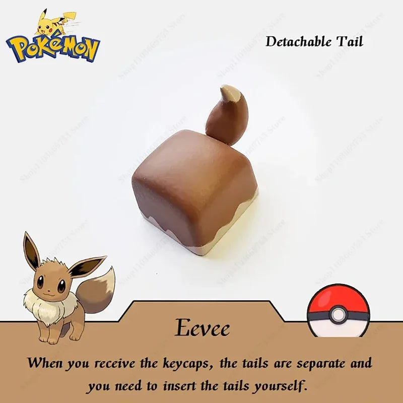 Pokemon Anime Cute Tail Keycaps for Mechanical Keyboard - Resin Artisans, Multi-Color Options
