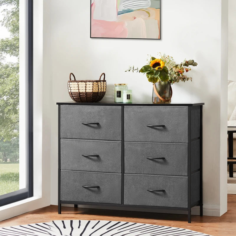 Fabric Cabinet with Wooden Top - Multi-Use Storage Chest for Living Room and Bedroom