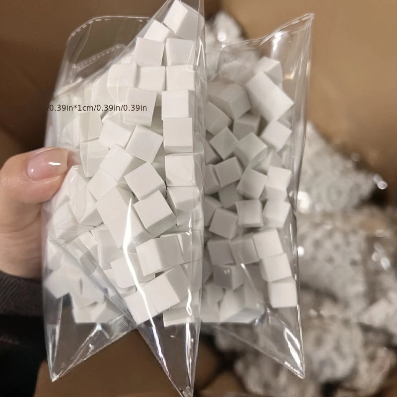 White Nail Sponge Cubes Set with Pickup Tool for Gradient & Ombré Nail Art