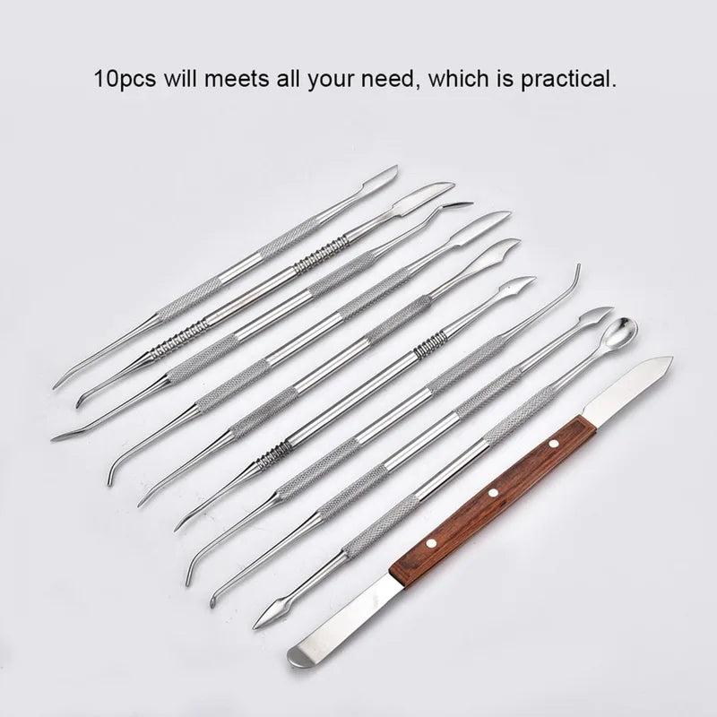 Stainless Steel Wax Carving Tool Set - 10-Piece Sculpting Kit with Storage Case