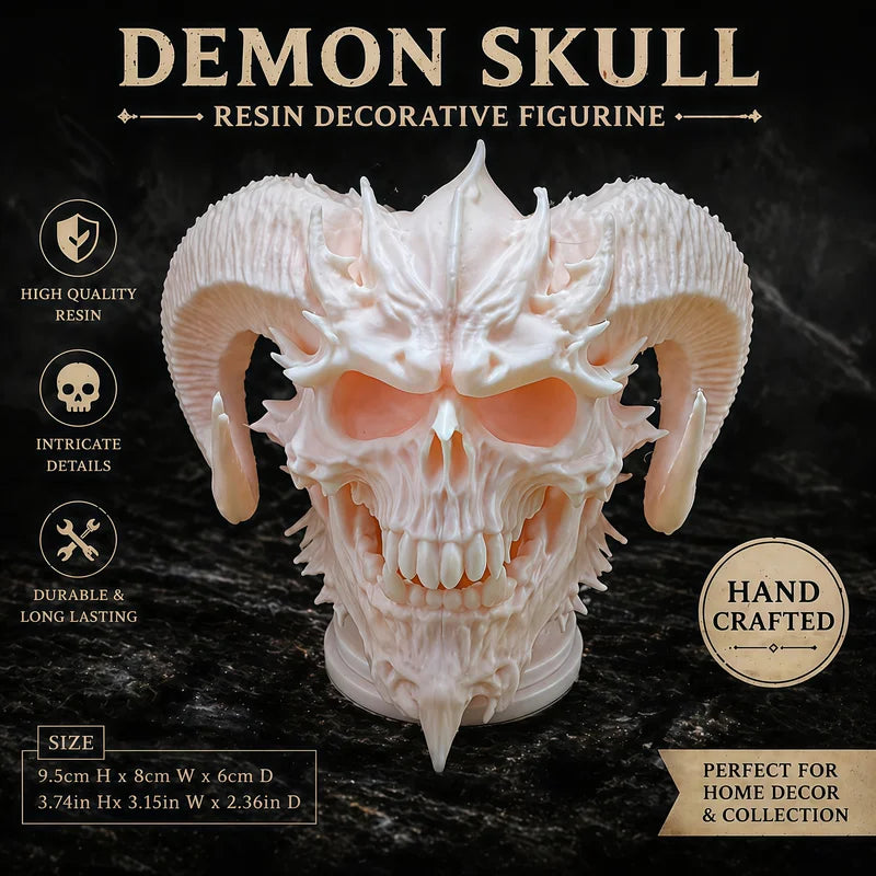 3D Skeleton Demon Statue Half-Body Resin Model Gothic Desktop Ornament Halloween Christmas Gift