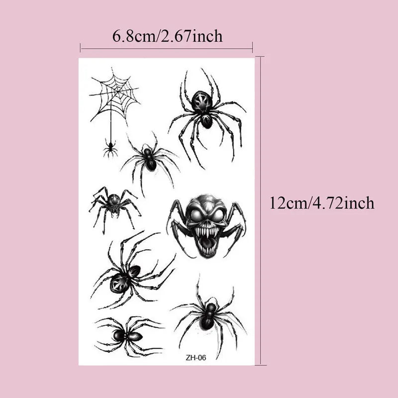 10pcs Spider Web Temporary Tattoos for Halloween Face & Body Decoration