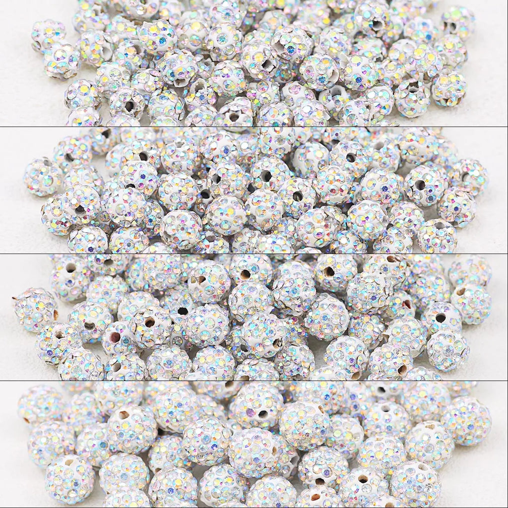 White AB Beads for Jewelry Making 4-10mm Handmade Bead Strings DIY Bracelets
