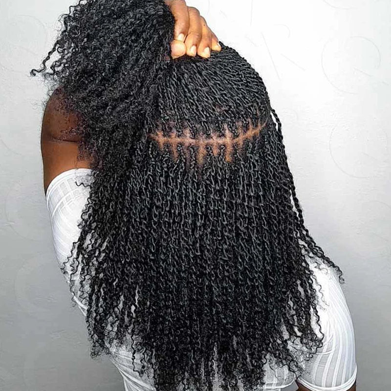 Kinky Human Hair Extensions Bulk for Braiding & Styling - Natural Black & Brown