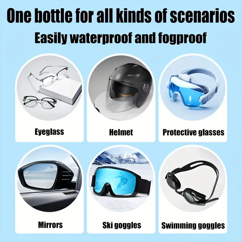 Portable Anti-Fog Spray 30ml for Goggles Glasses Helmets Car Glass Vision Enhancer