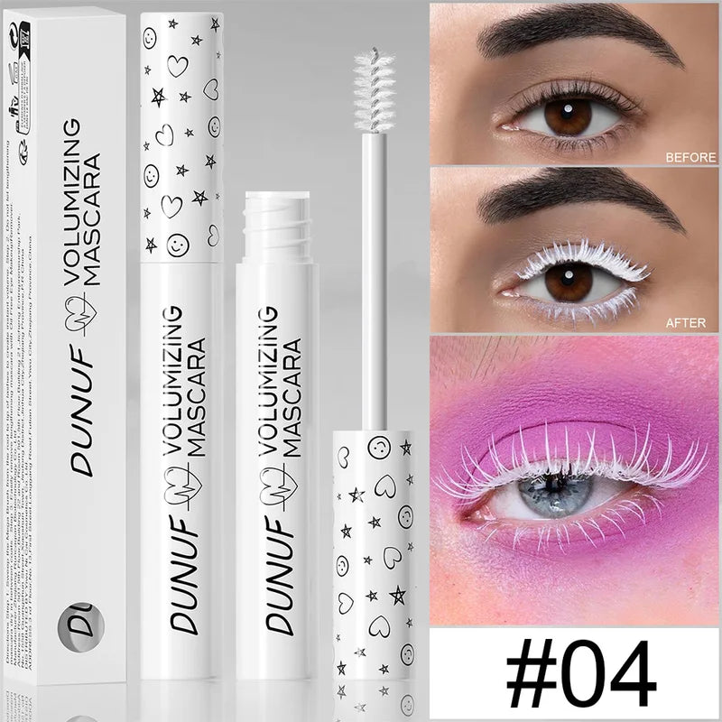 White Slender Curly Waterproof Mascara with Fine Brush for Holiday Makeup