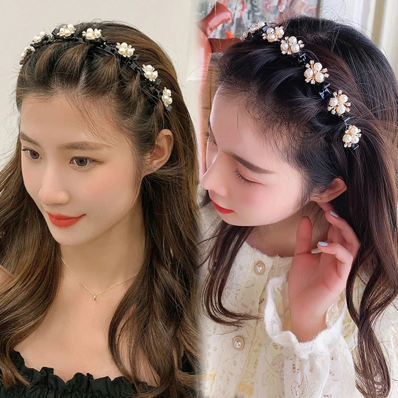 Fashion Pearl Hair Hoop Bands for Women - Double Layer Headwear Accessory