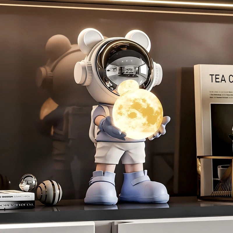 Astronaut LED Night Light - Modern Space Decor Figurine for Shelf Desk or Cabinet