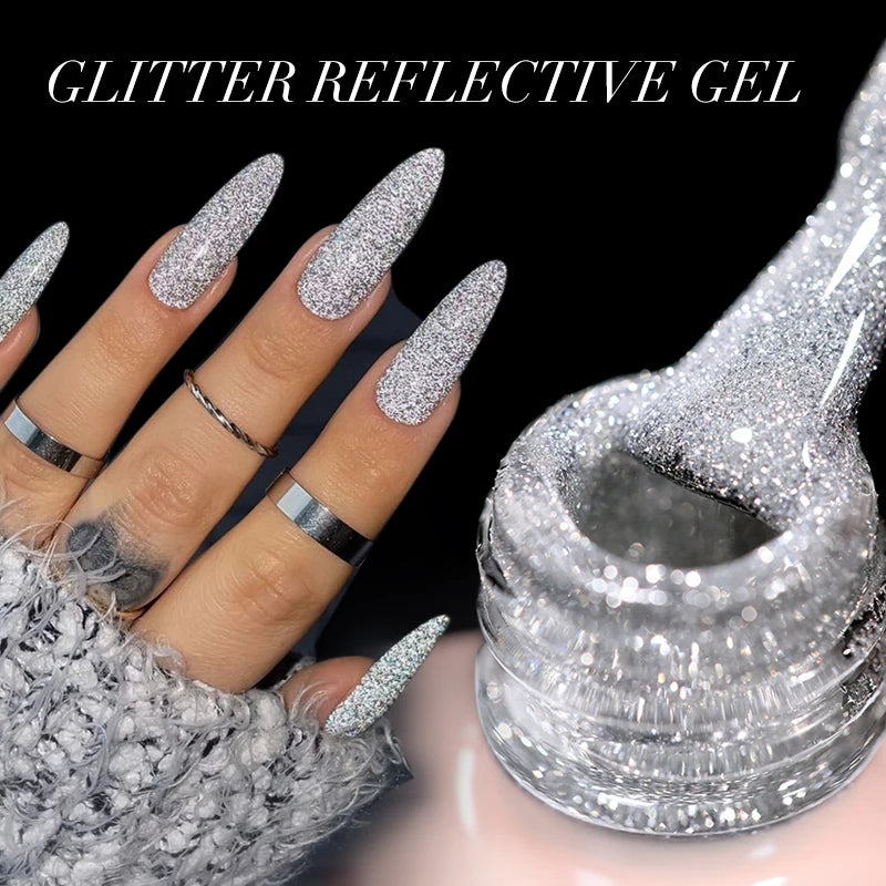 15ml Reflective Glitter Nail Gel Polish - Shiny Semi-Permanent UV & LED Manicure