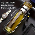 Leakproof Double-Wall Insulated Glass Tea Bottle with Water Separation 350ml-500ml Reusable Travel