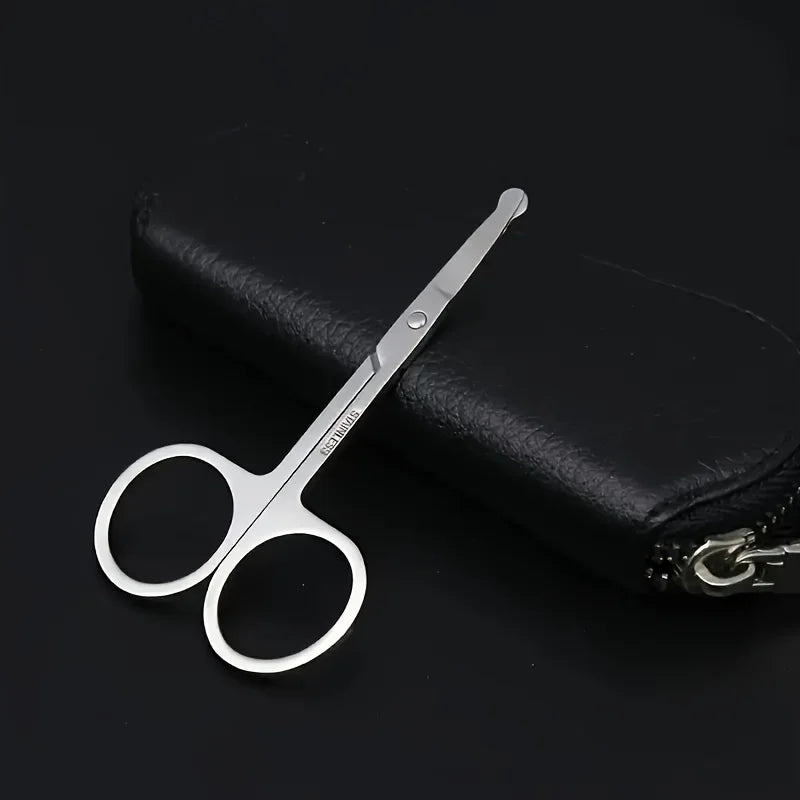 Precision Round Head Trimming Scissors for Nose Hair Grooming - Personal Care Tools