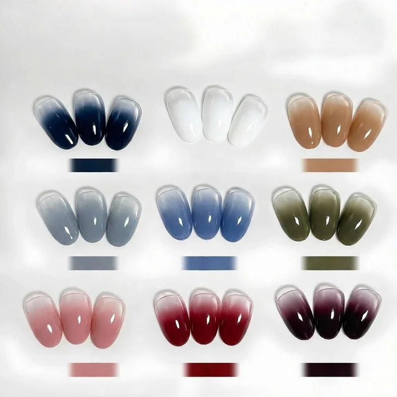 9-Color Gel Nail Polish Set - Trendy Vibrant Manicure Colors, Easy Single Layer Application