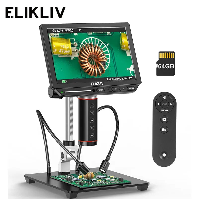 4K Digital Microscope with Autofocus 2000x HDMI Soldering Repair Kit 8" Screen