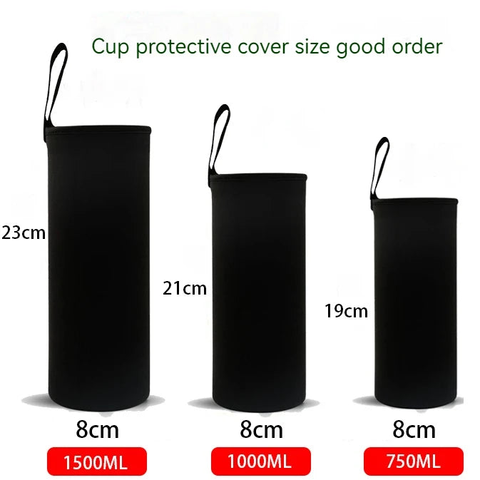 Insulated Water Bottle Cover Bag - 750ML/1000ML/1500ML Neoprene Carrier for Sports & Travel