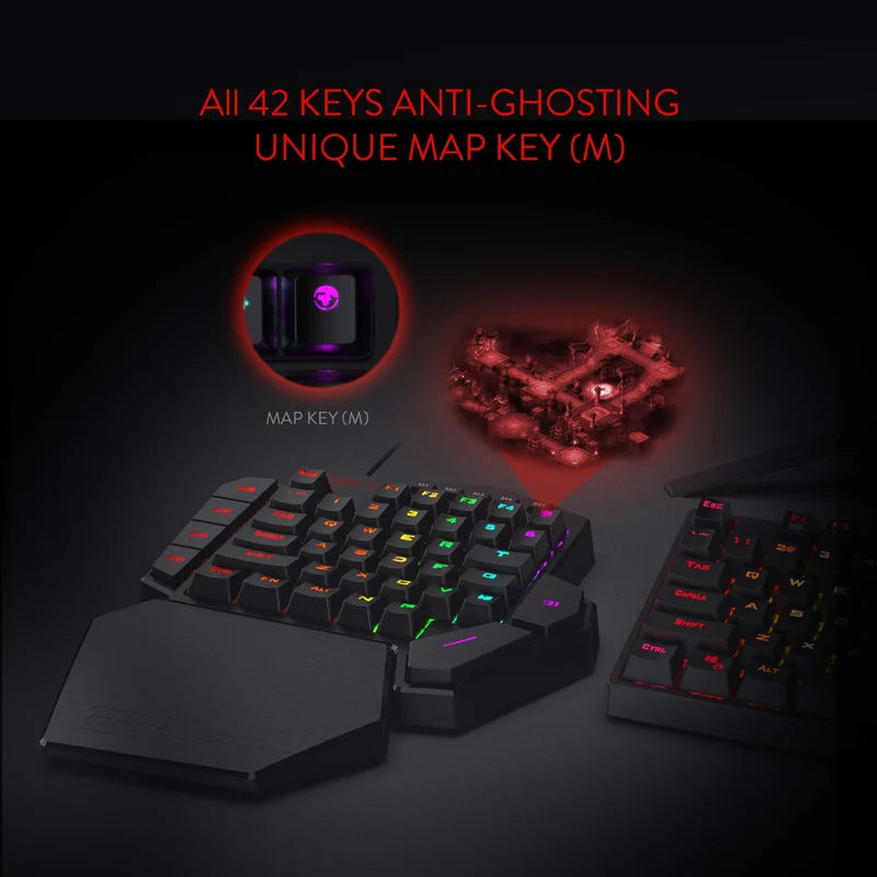 Redragon K585 DITI One-Handed RGB Mechanical Gaming Keyboard with Wrist Rest & Hot-Swappable Keys