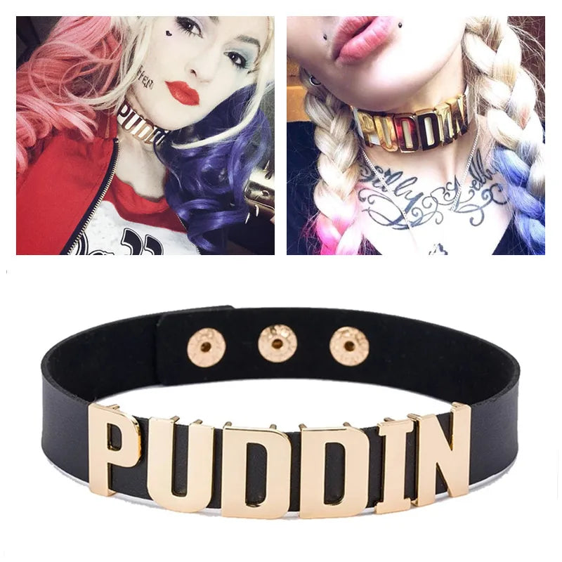 Harleen Quinzel Puddin Cosplay Choker Necklace Halloween Costume Accessory