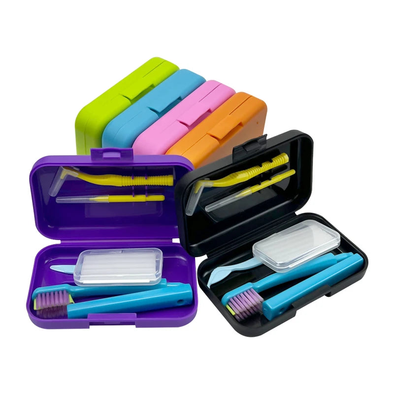 Orthodontic Toothbrush Kit with Tongue Scraper & Interdental Brushes — Portable Oral Hygiene Set