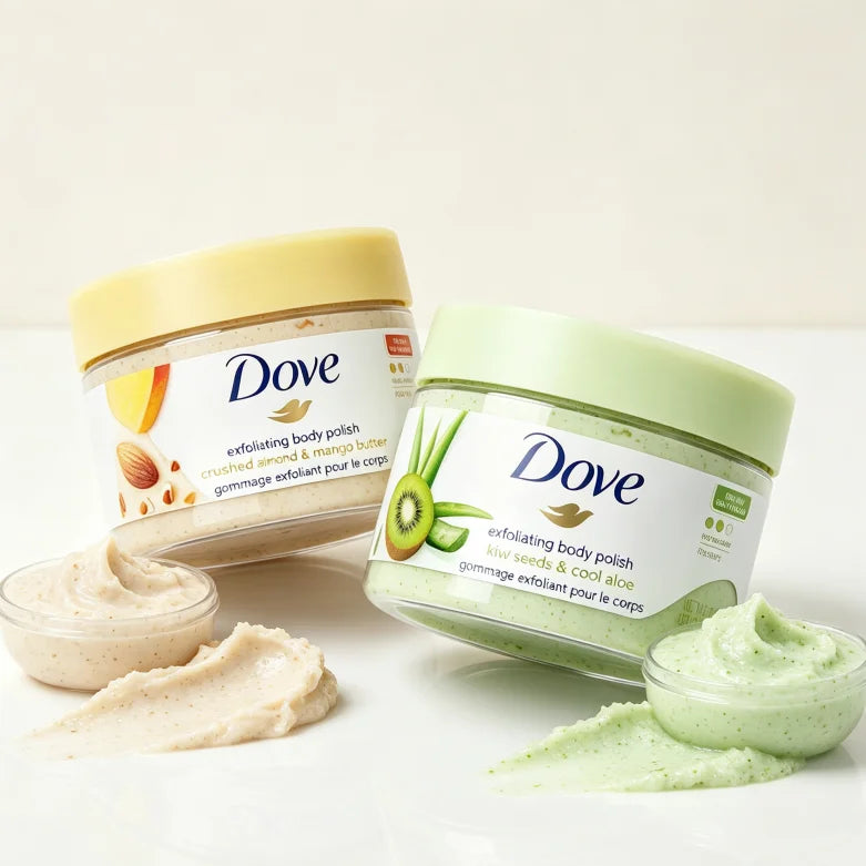 Dove Skin Care Set - Exfoliating Body Scrubs with Moisturizing & Fragrance