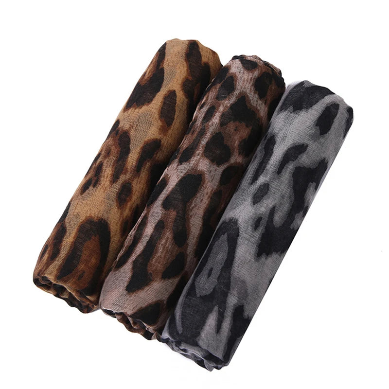 Women’s Summer Leopard Print Scarf - Lightweight Viscose Wrap & Shawl