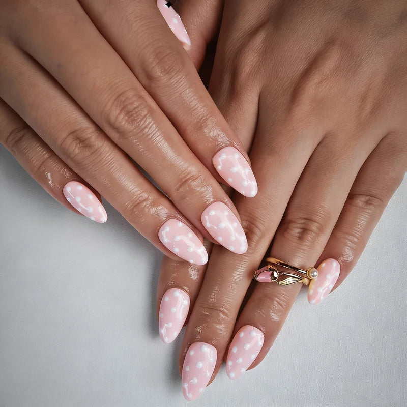10 Pcs Handmade Press-On Almond Nails Set - Fake Nail Art for Ladies