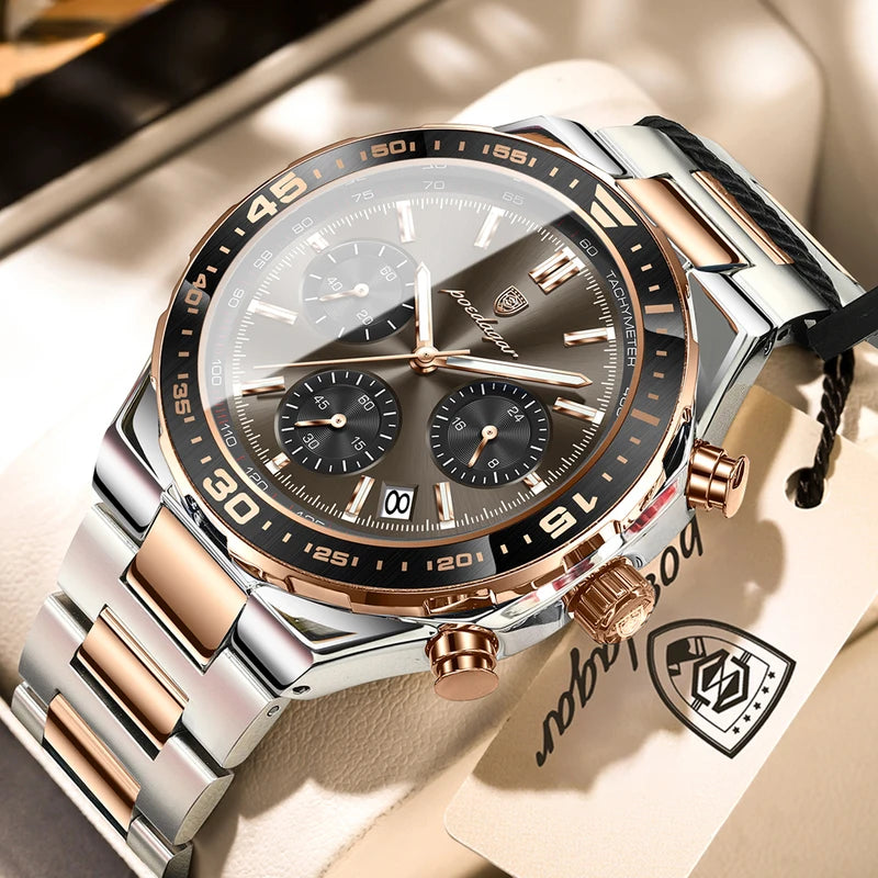 Men's Waterproof Luminous Quartz Sport Watch with Chronograph and Date