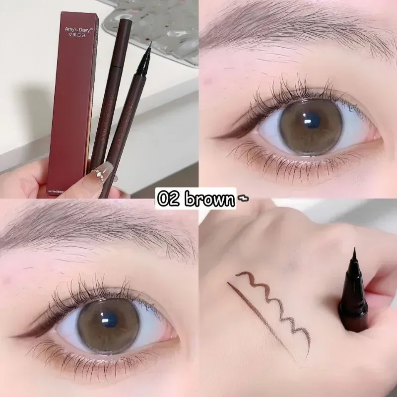 Waterproof Matte Liquid Eyeliner Pencil - Quick Dry, Long-Lasting, Black Brown