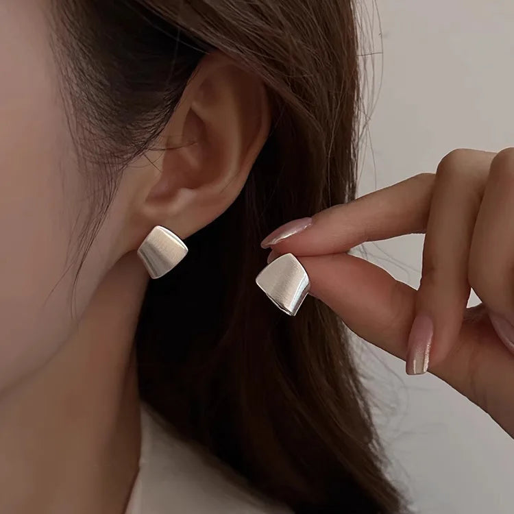 Sterling Silver Geometric Stud Earrings for Women - Versatile Jewelry Gift