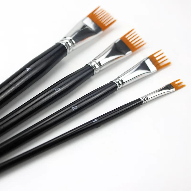 4-Piece Watercolor and Oil Art Brush Set for Artists & Students - Landscape & Leaf Shapes