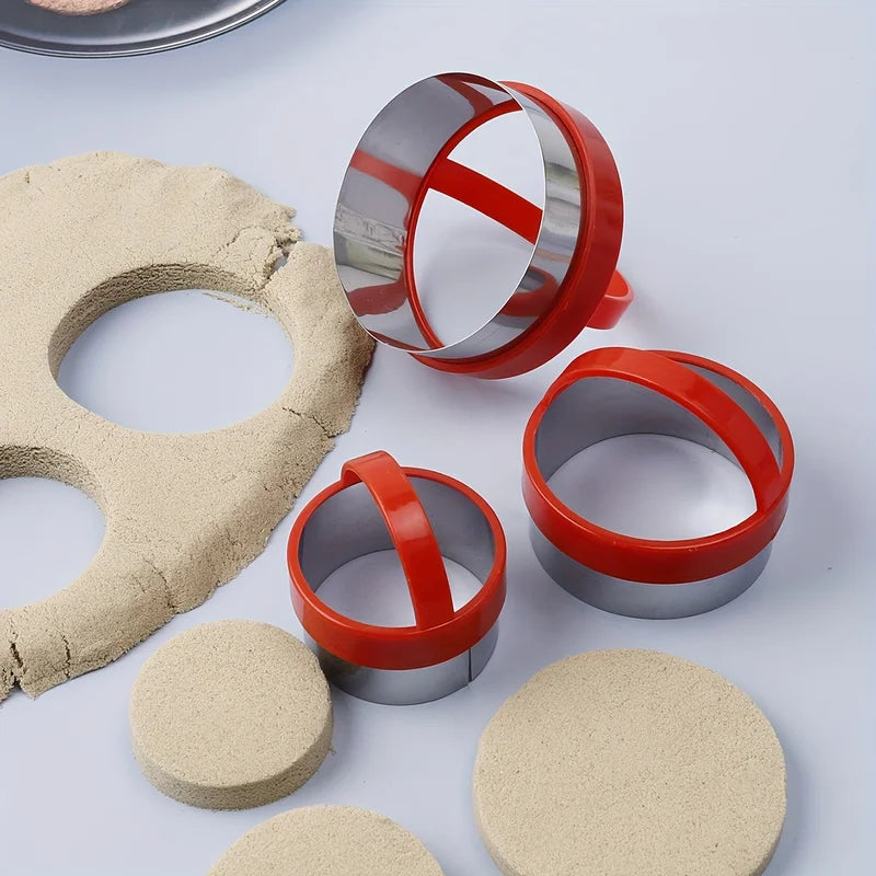 3Pcs Circular Stainless Steel Cookie Cutter Set for Baking and Pastry