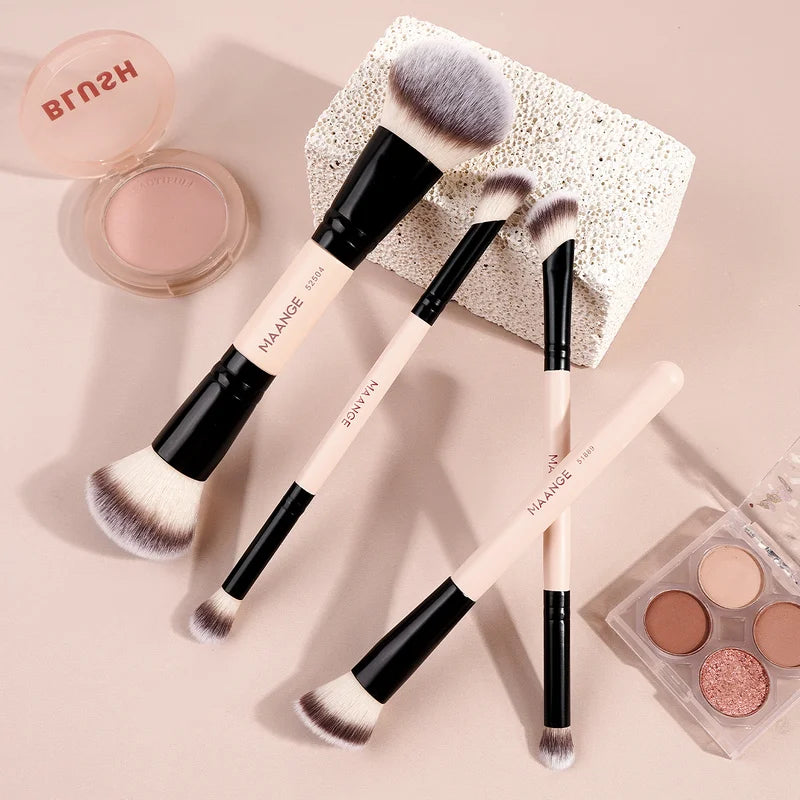 4-Piece Makeup Brush Set for Foundation Concealer Blending - Synthetic Bristles