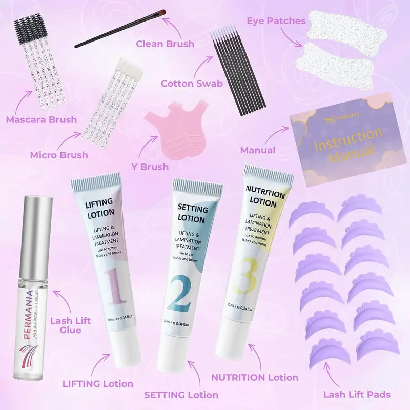 Eyelash Lift Kit 2-in-1 Eyebrow Lamination Set with Silicone Shields - Soft Formula